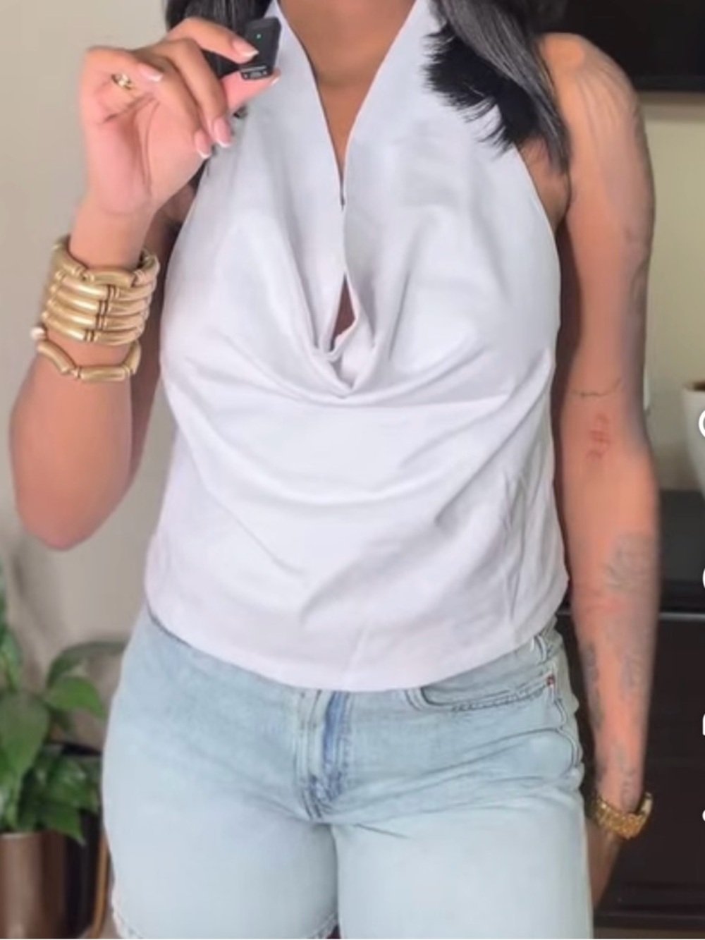 Zara Open Back Halter Top — White, Size S, NWT